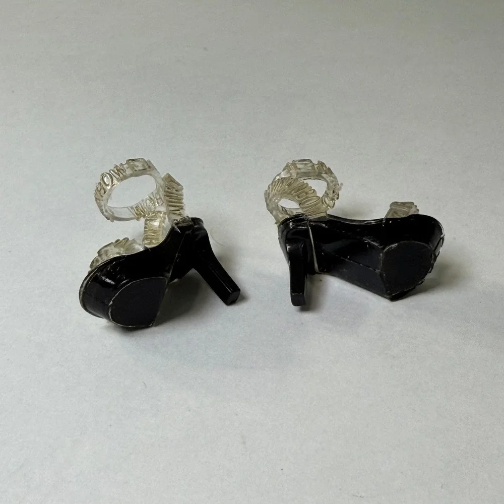 MGA Rainbow High Doll Black Platform Heel Shoes Clear Rainbow Logo Straps‎